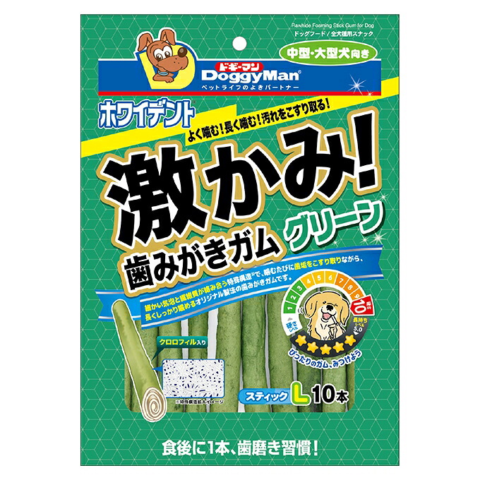 ドギーマンハヤシ 【同梱不可】【48個仕掛ける】ドギーマンハヤシ  激かみ！歯磨きチュインガム 緑であること 突っ支い棒L 10本