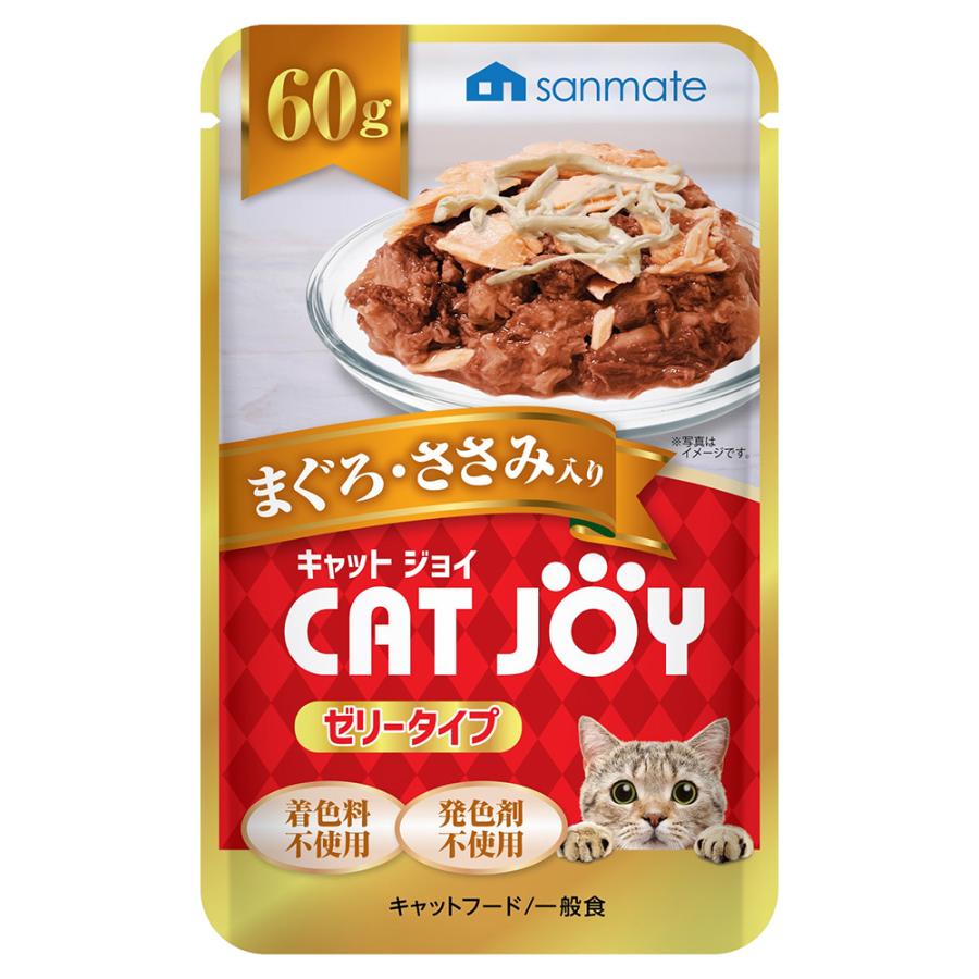 【同梱不可】【96個セット】サンメイト CATJOY　パウチ　まぐろ・ささみ入り 60g