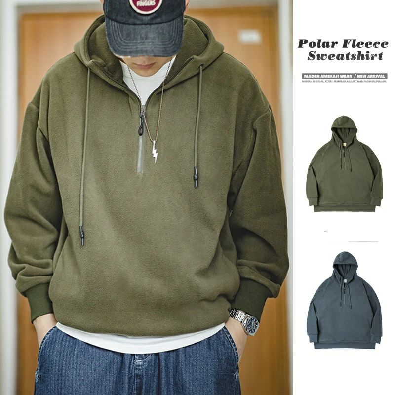 Polar sweatshirt 秋冬 fleece お盆 ボア 生あたたかい ボンネット付き添い人