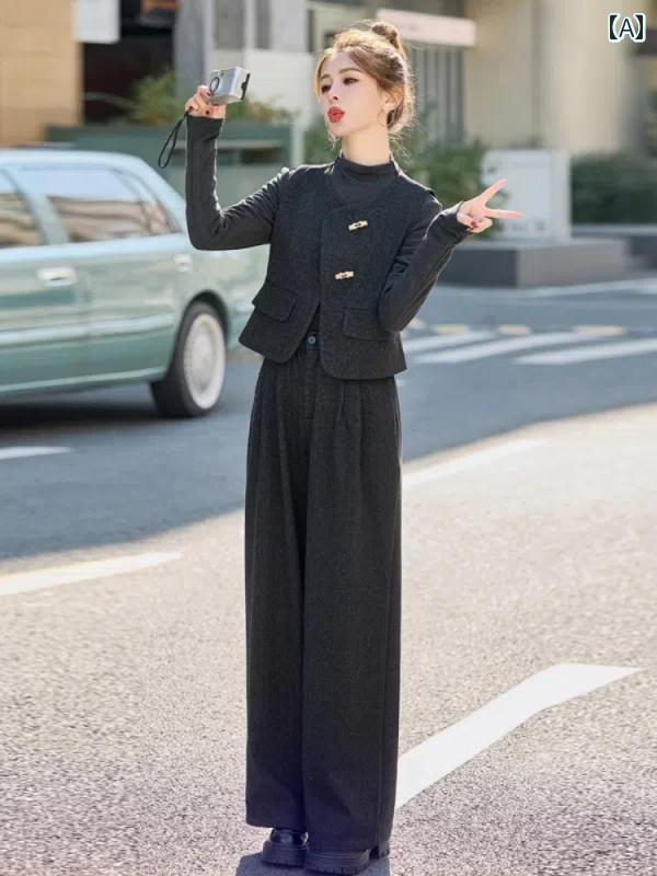 パンツ 女性用 スタイリッシュ スーツ 2025 レディース スウェット ジャージ 美しい ベスト 韓国 スリーピーススーツ ワイド カジュアル の 春 レッグ 9,742円