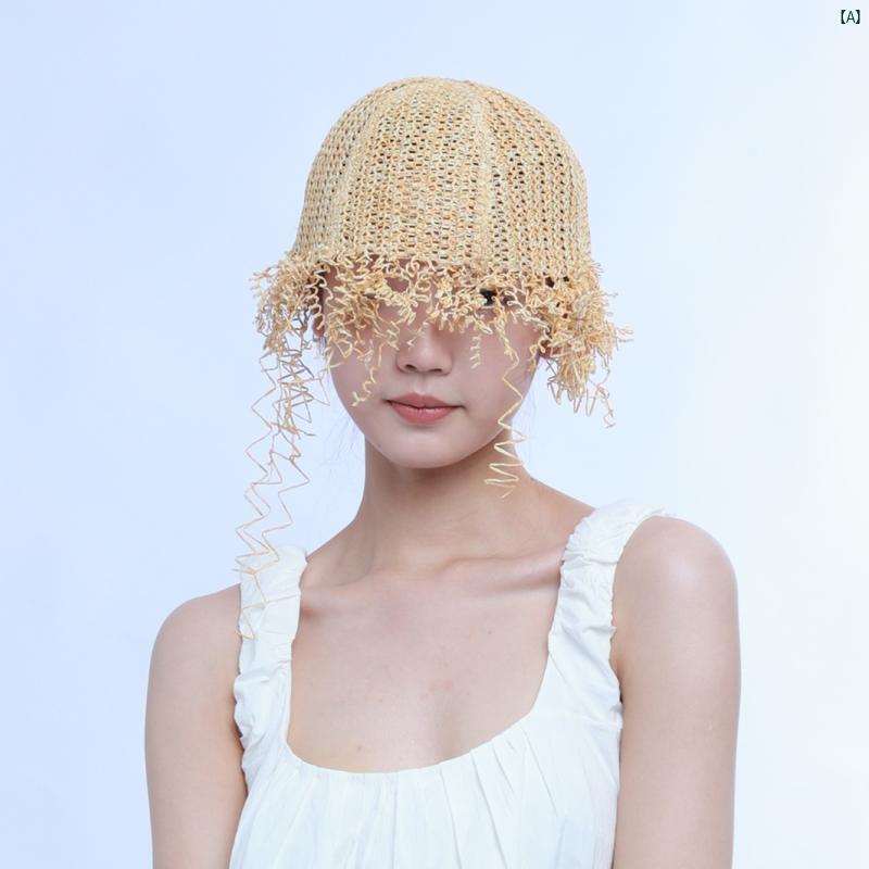 ファッション 誇張 レディース 太陽 モダン 個性的 オシャレ 帽子 夏 かわいい 芸術的 タッセル レディース 小物 Y2K 個性 麦わら