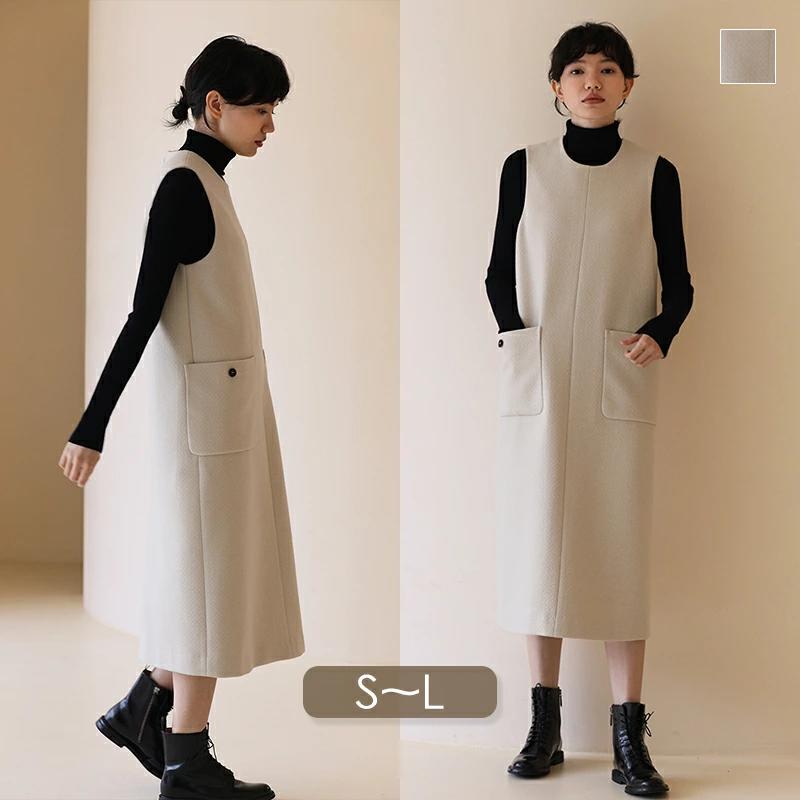 婦人服 ロング丈 洗える 秋 冬 上品 春 ノースリーブ キレイめ オシャレオケージョン オフィス 30代 20代 ロング 高身長 vネック 夏 ワンピース ポケット付き 柔らか 体型カバー レディース 大人 ストレッチ 低身長 ジャンパースカート|lifeactive