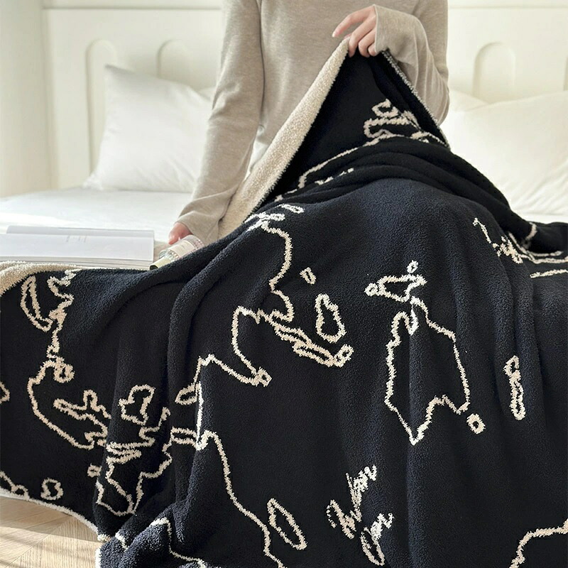 黒いこと 保温 秋冬用 寝椅子・執務室睡眠時間 一般化生産ライン柄 ふわふわ毛布 朦々たる