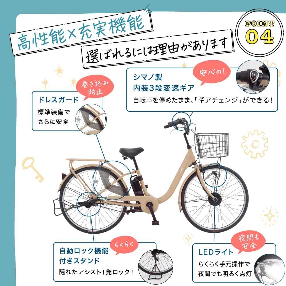 5年保証付き】26インチ 電動自転車 チャイルドシート 黒 完全組立 7分 