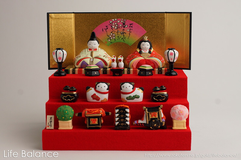 楽天市場】薬師窯 陶器 ひな人形 小さいお雛様 彩絵花衣親王雛（蒔絵調