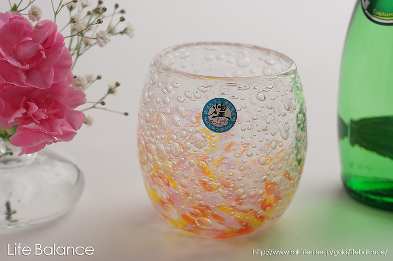 楽天市場 琉球ガラス グラス 池宮城 善郎 煌工房 気泡の海 タルグラス 赤黄ピンク 130 0010 Life Balance ライフバランス