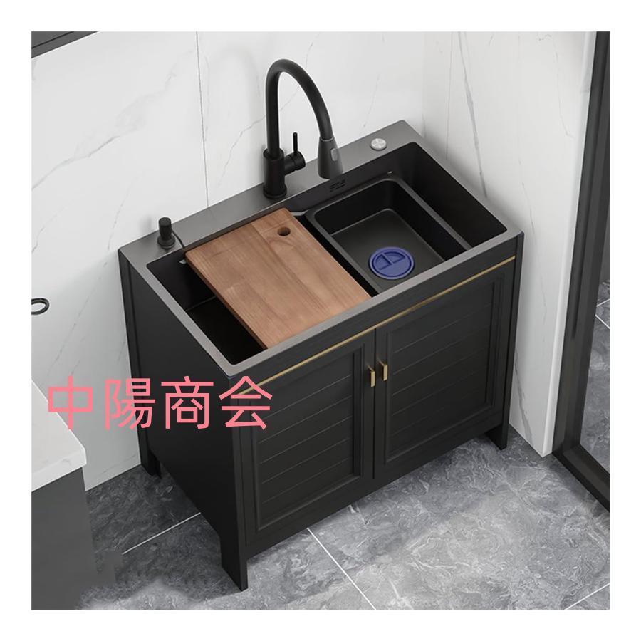 屋外シンク，黒流し台，ガーデンシンク，ステンレスキッチンシンクキャビネット付き，業務用シングルボウル流し台，システムキッチン シ｜LifeBeat店