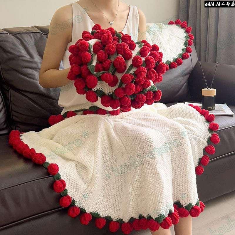 花束 毛布 かぎ針編み DIY 胸花 編み 一揃いの道具 手作り胸花ブランケット かっこいい花束毛布母の日 バレンタインデー 母の日ギ