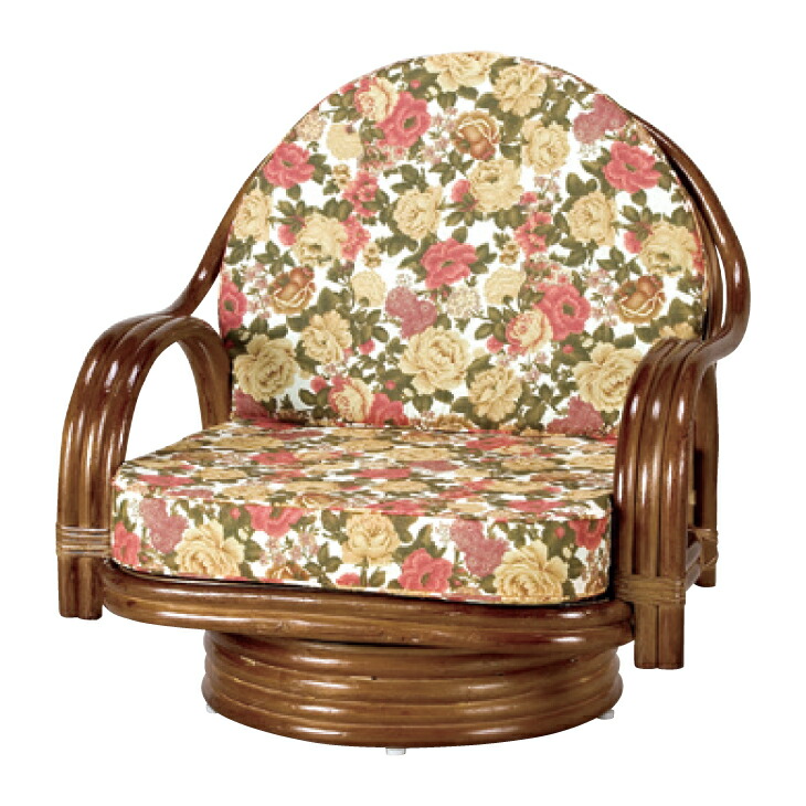 楽天市場】回転座椅子 ラタン ローチェア クッション付 籐家具 座面高