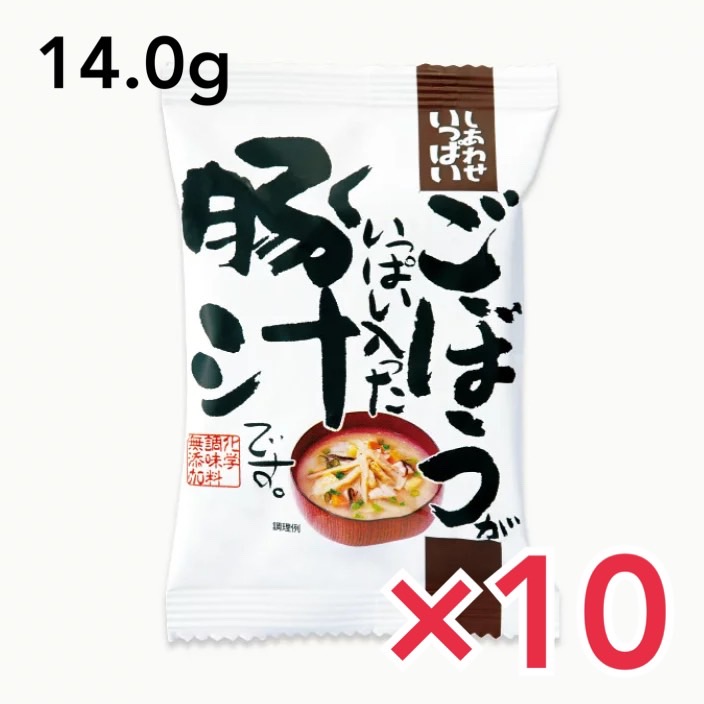 コスモス食品 即席みそ汁 ごぼうがいっぱい入った豚汁 14.0g×10食 フリーズドライ しあわせいっぱい 味噌汁 国産 国内産 化学調味料無添加  袋詰め 史上一番安い