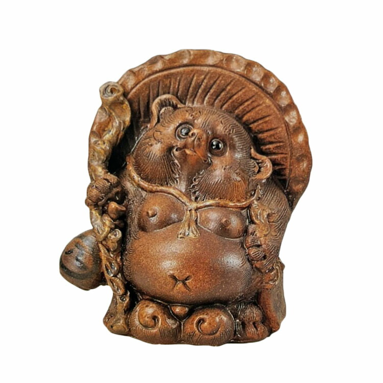 骨董品　レア　タヌキ　狸　たぬき　男の子　オブジェ 忍者狸くの一 黒 5号 （手裏剣） （忍者たぬき・忍者狸・置物・たぬき