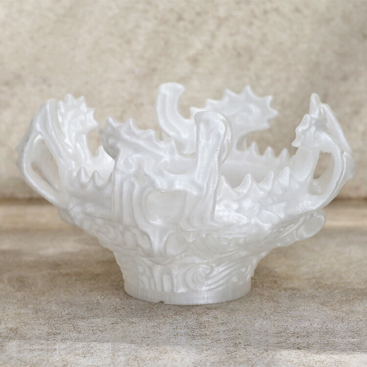 植木鉢 3Dプリンター製 KAENポット(縄文火焔土器型) シャロー ホワイト(白) / φ25cm×H15cm(8号)|ライフエコショップ 店
