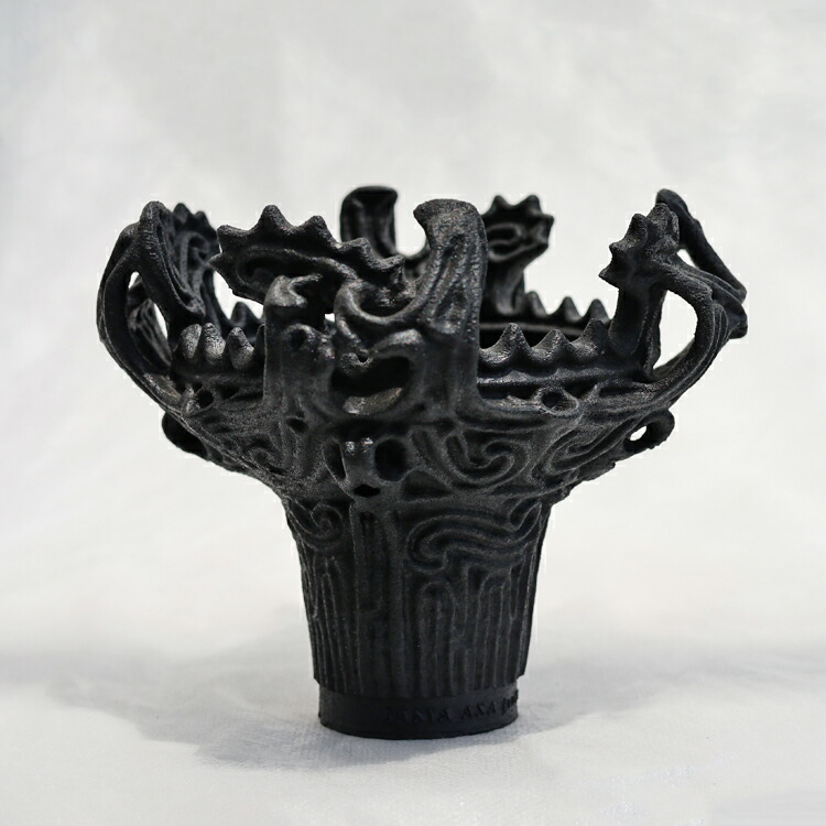 植木鉢 3Dプリンター製 KAENポット（縄文火焔土器型） ブラック（黒） / φ15cm×H13cm（5号）