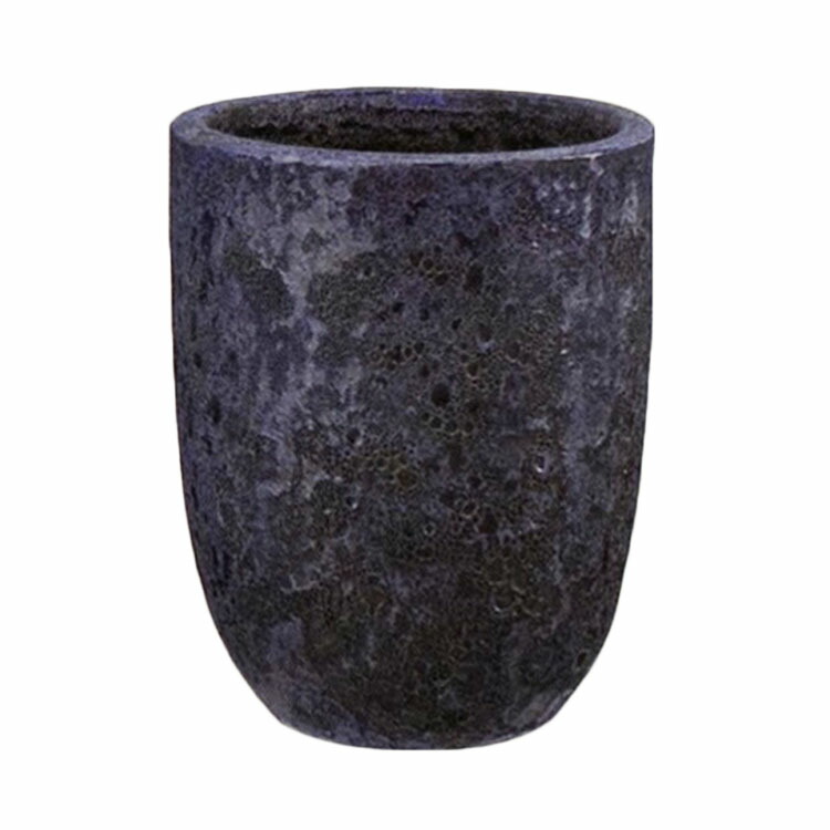 植木鉢 釉薬陶器製 大型 おしゃれ ボルカーノ トールラウンド Fブルー(青)φ43cm×H54cm(14号)|ライフエコショップ 店