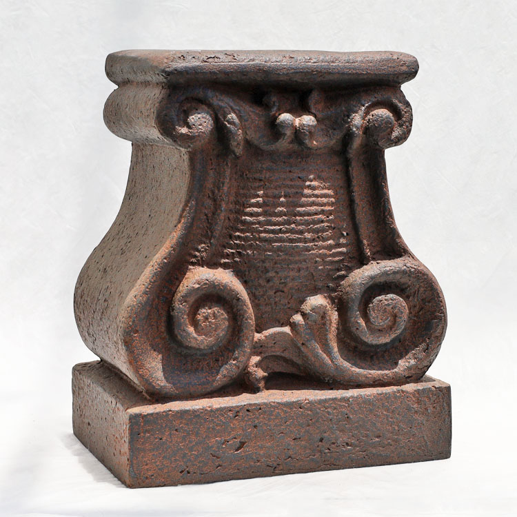 花台（鉢置台）【数量限定】 軽量 FRP製 バッセル ブラッカーノ ラスティ（ブラウン・茶） L38cm（上部□30cm）&times;W30cm&times;H46cm｜ライフエコショップ 店