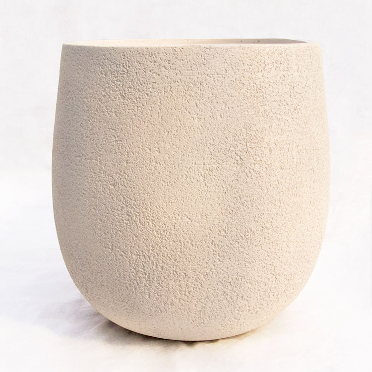 鉢 衣料繊維粘土製 グレイニー エッグ 白いこと（白・象牙色） / φ35.5cm×H35.5糎（12号）