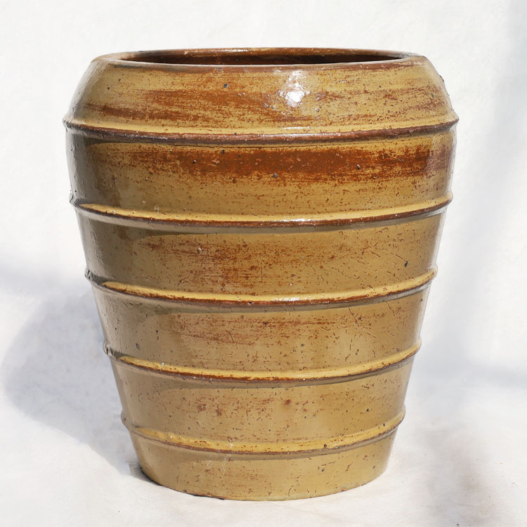 鉢 大型 釉薬陶器製 グロス（GLOSS） ジャー 黄み（黄） φ30cm×H34珊（10号・10寸） 植木鉢-ガーデニング・農業-植木鉢・プランター