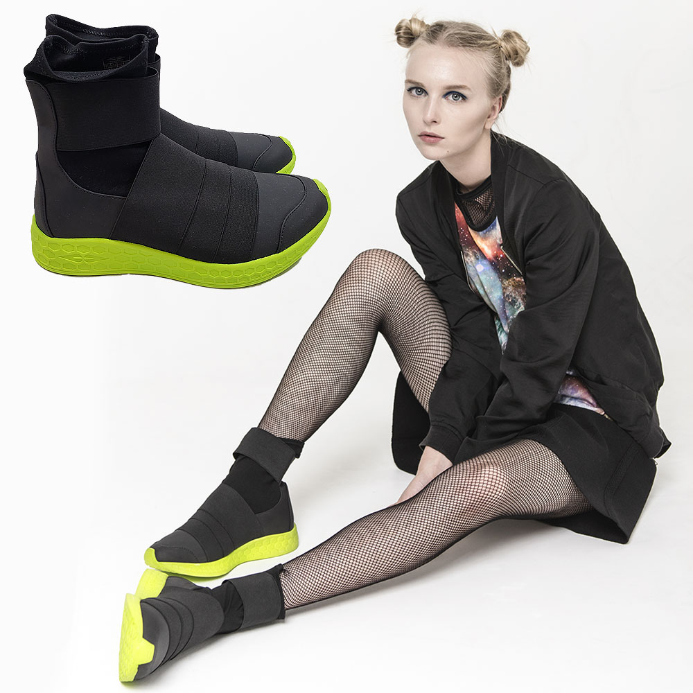 RUN COOLBAND ACID BLACK 厚底 スニーカー フェスーラ イタリア ブランド レディース 靴 おしゃれ 歩きやすい 人気 軽い｜LIFEGROW
