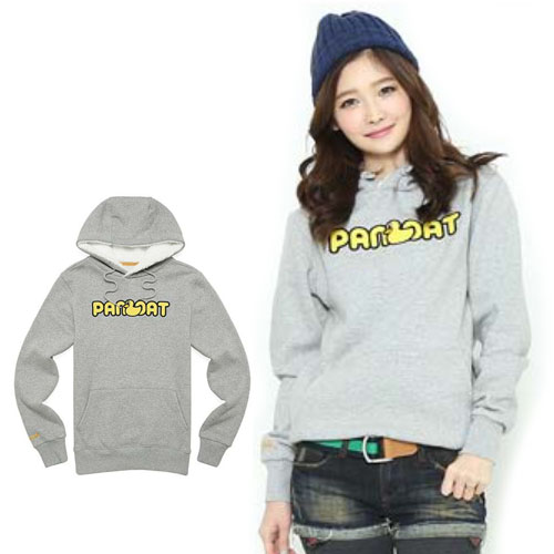 【正規品】POPDUCK HOODY GRAY メンズ レディース 男女兼用 アヒル トレーナー パンコート パーカー 長袖 HOOD フード付き 可愛い アニマル ボア 秋冬 グレー フードボア付き 裏起毛　韓国