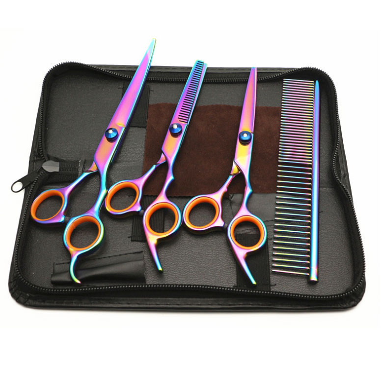 ハサミ 髪 トリミング シザー ペット 美容 5点セット 犬 猫 自宅 毛 すきバサミ 美容師 散髪 ヘアカット スキバサミ 家族 はさみセット 高級ブランド