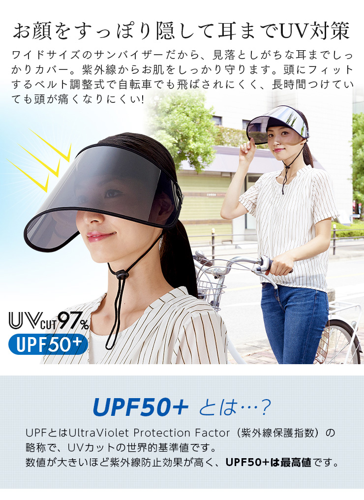 楽天市場 サンバイザー おしゃれ Uv帽子 レディース キャップ 日焼け防止 夏 キャペリンハット 帽子 バケットハット Uv 紫外線対策 自転車 ワイド ブラック ベルト調整式 Lifegrow