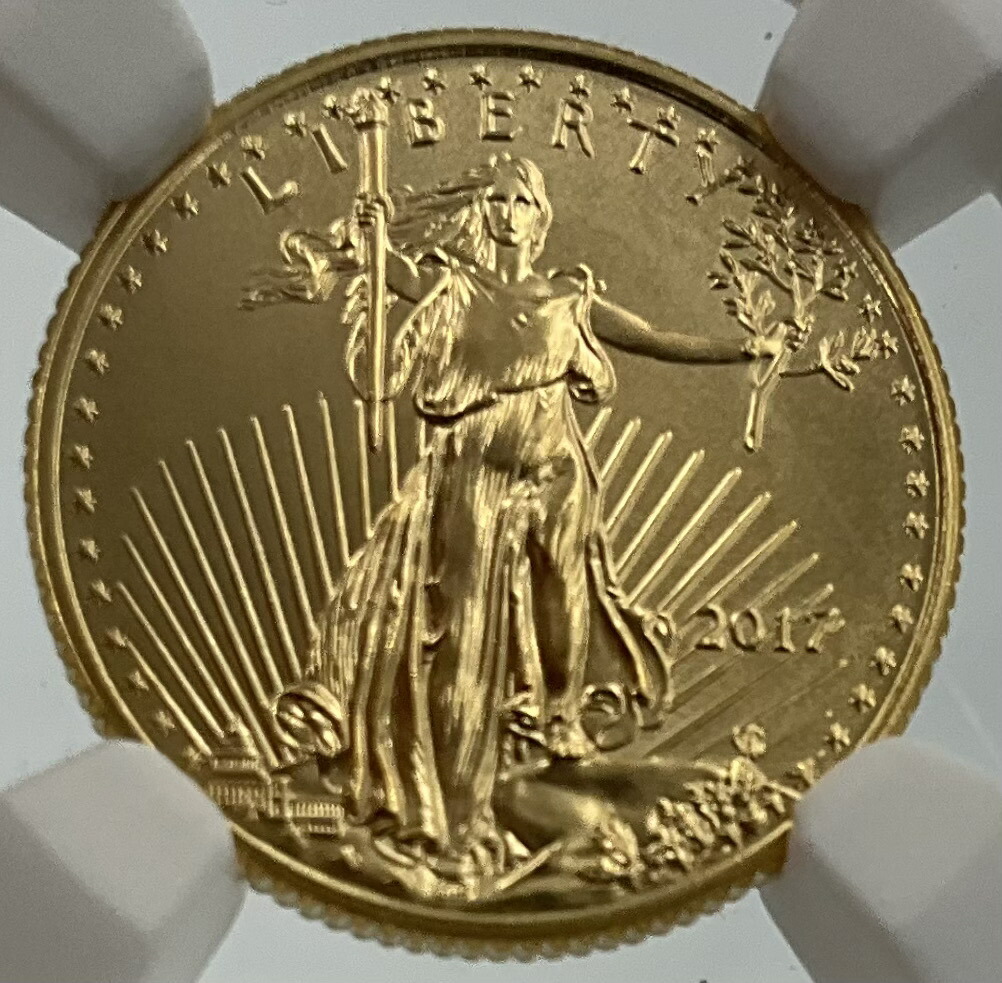 2017年 アメリカ イーグル 金貨 5ドル 1/10oz リバティ NGC社鑑定 MS70