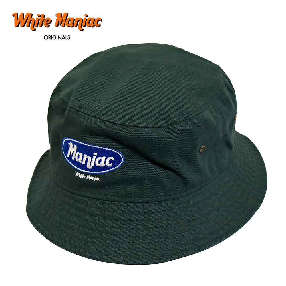 バケットハット ホワイト マニアック ロゴ ブランド グリーン 深緑 ダンス カジュアル 送料無料 刺繍 ストリート メンズ レディース 帽子 人気 トレンド Bluewaterwells Com