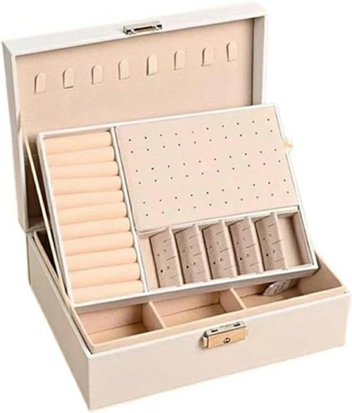 宝飾品ボックス席 付属品容れもの 宝飾品納める 珠玉箱 大収容能力 格好のいい 小容れもの ピアス 首飾り 輪っか 指環置き 御嬢さん お上さん用 白いこと ジュエリー・アクセサリー-ジュエリー・アクセサリー用品