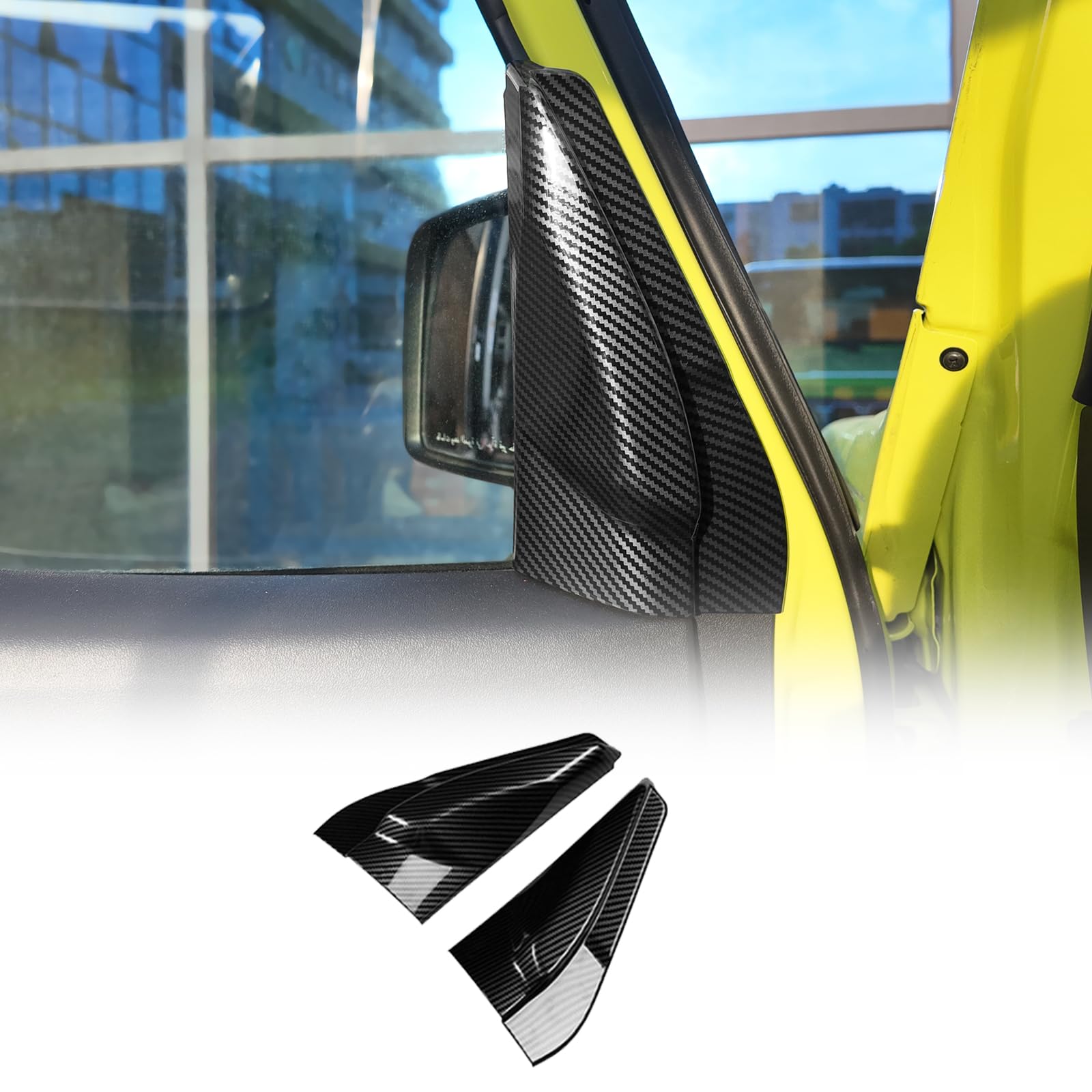 スズキ ジムニー JB64 JB74 JC74 2018-2025 専用 アクセサリー 内装 パーツ インテリア 保護カバー カーAピラーパネル装飾カバーステッカー Suzuki Jimny カッコいい ガーニッシュ 傷防止 カスタム パーツ 両面テープ付き 簡単取付 車用品テープ ABS樹脂製 (カーボン
