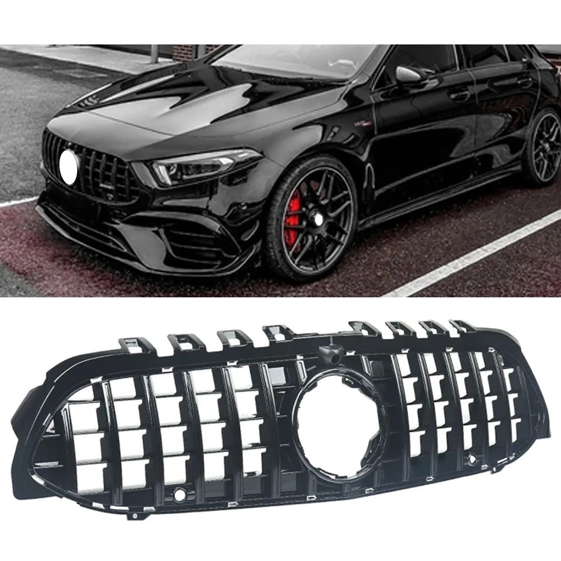 フロントグリルカ メルセデス AMG W177 A35 A45 2019-2022 用、1 個 GTR グリルレーシングフロントバンパーグリル