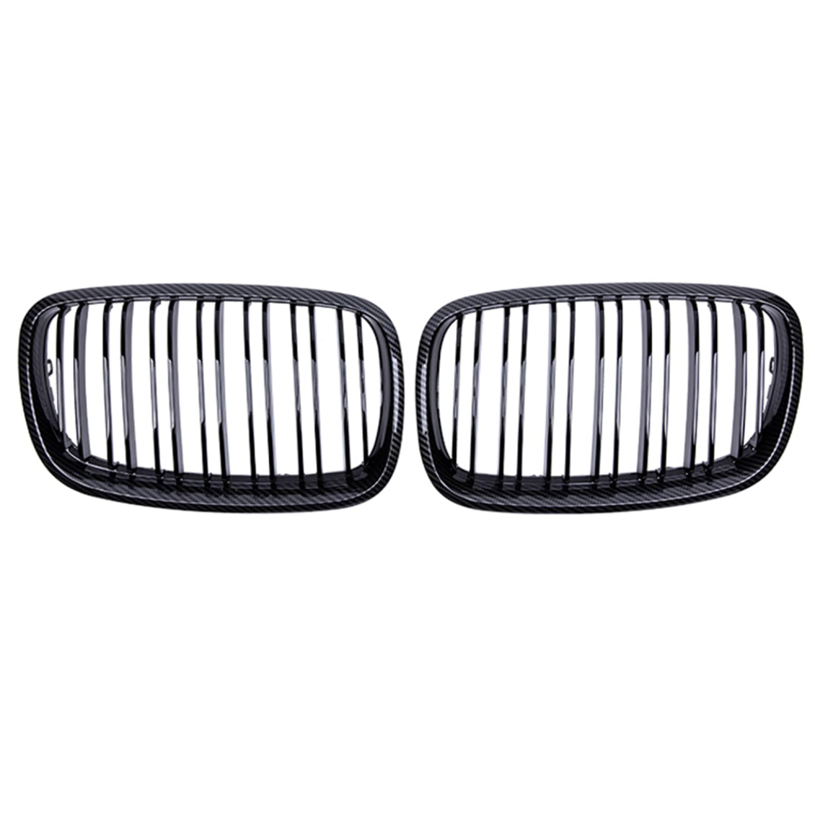 フロントグリルカ For BMW X5 X6 E70 E71 2007-2013 用、1 ペア ABS ダブルスラットカーボンファイバースタイル車フロント腎臓グリルグリル