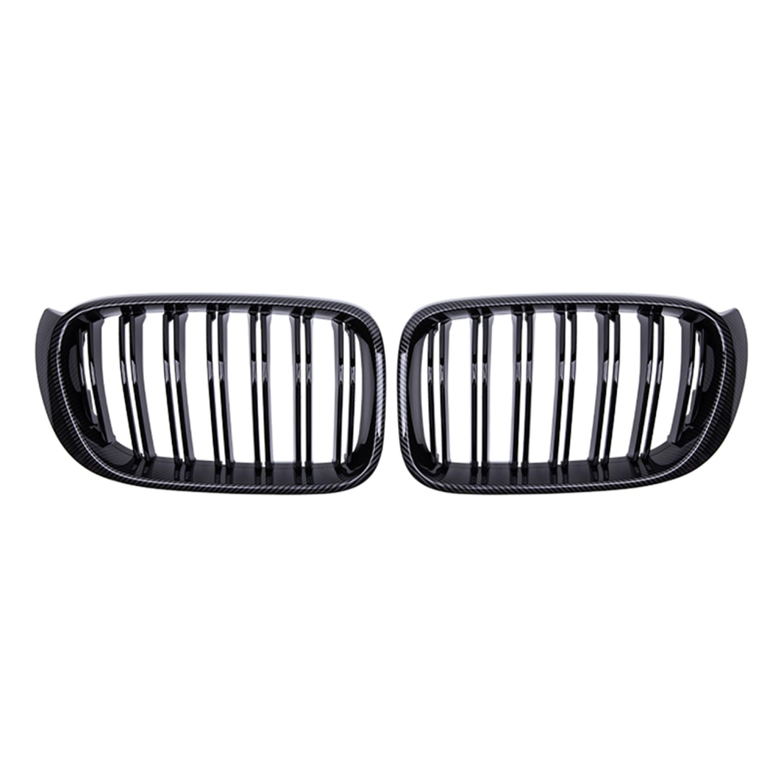 フロントグリルカ For BMW X3 X4 F25 F26 2014-2017用、1ペアダブルスラット車フロントバンパーキンディグリルグリルレーシンググリル、カーボンファイバースタイル