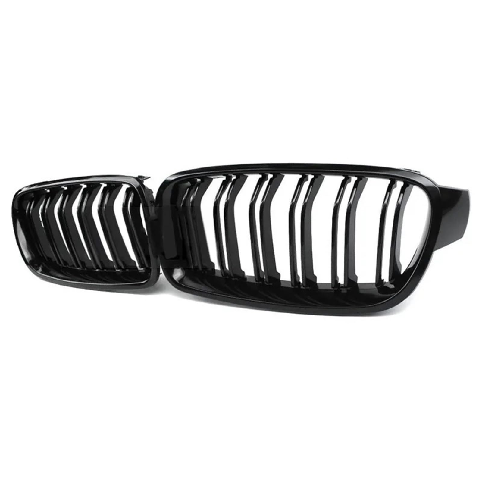 フロントグリルカ For BMW F30 F31 F35 320i 325i 328i 2012-2018 用、1 ペアグロスブラック ABS デュアルスラットフロントキドニーグリル