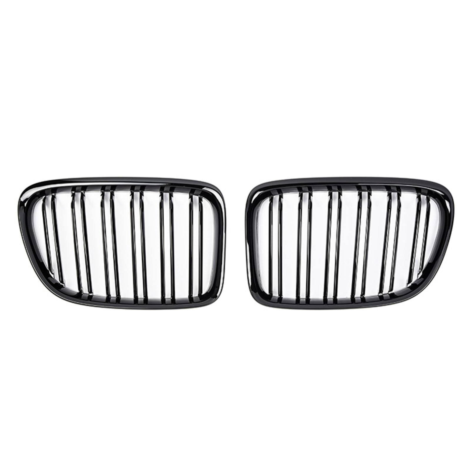 フロントグリルカ For BMW X1 E84 2010-2015用、1ペア車ダブルスラットフロントキドニーグリルグリルレーシンググリル、グロスブラック