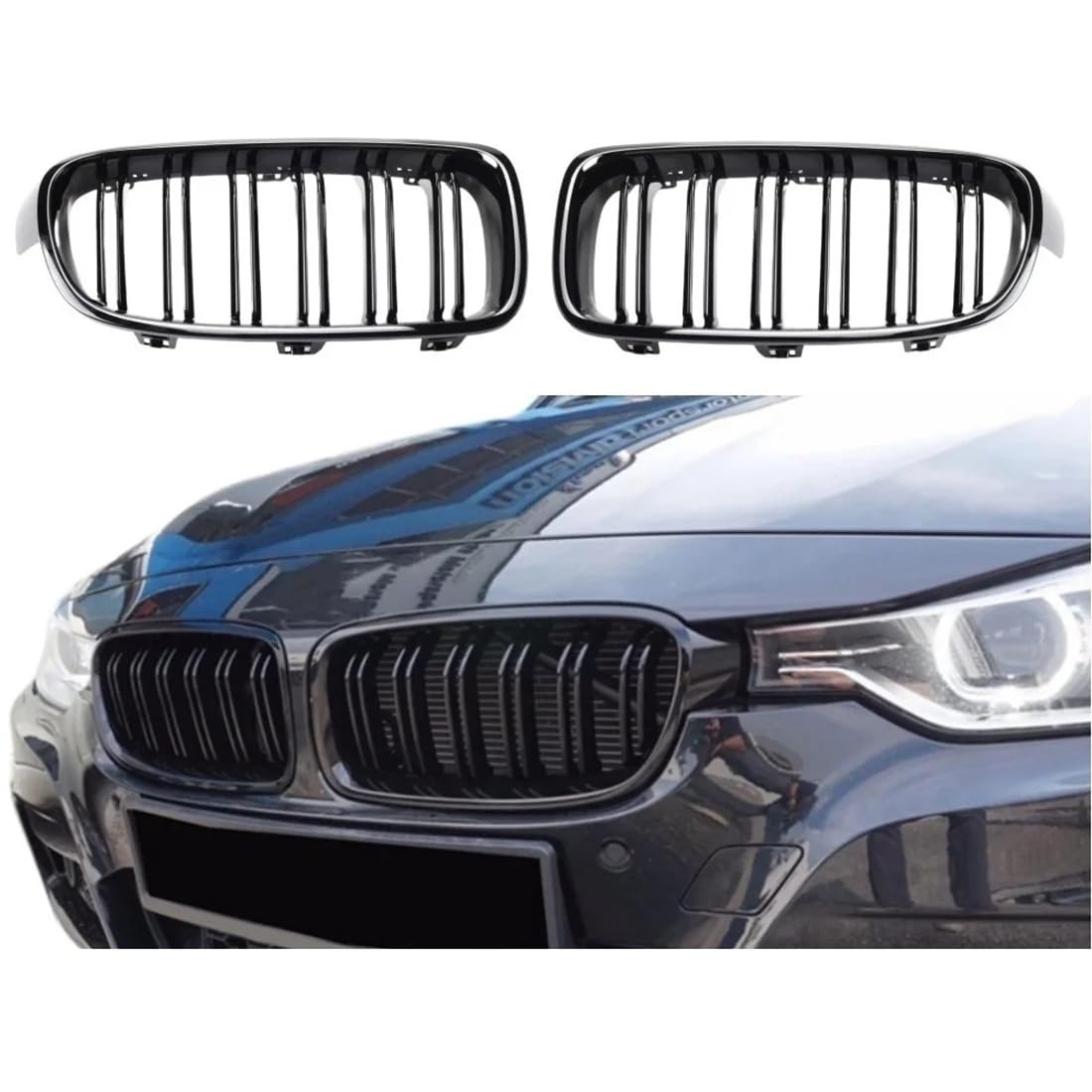 フロントグリルカ for BMW 3 シリーズ F30 F31 F35 2012-2018 用、1 ペアダブルスラット車フロントグリルレーシングフロントスポーツグリル 6,163円