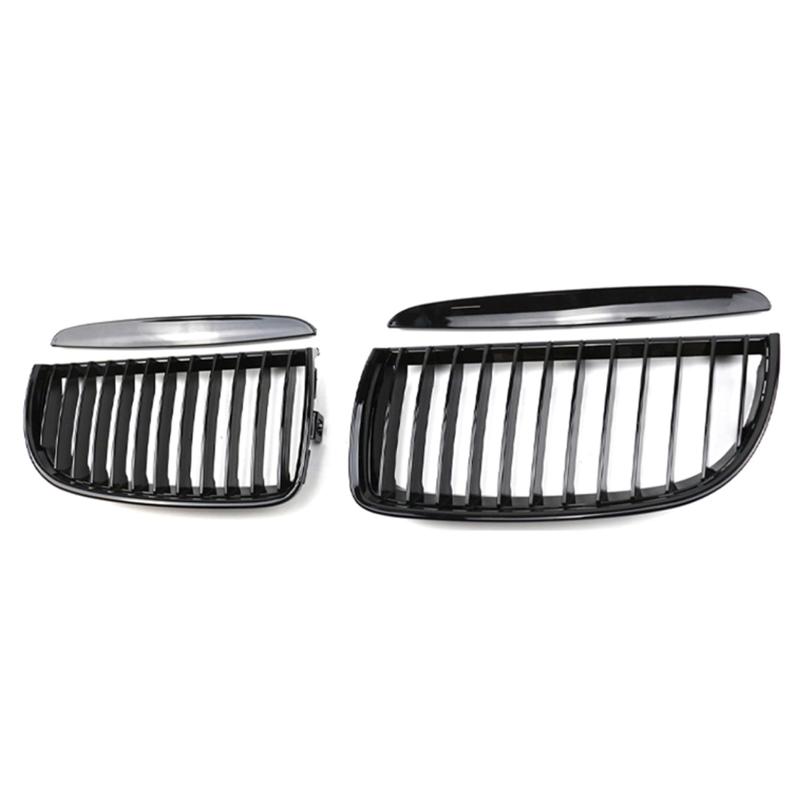 フロントグリルカ For BMW 3 シリーズ E90 E91 2005-2008 用、1 ペアグロスブラックシングルスラットグリル車のフロントグリルレーシンググリル