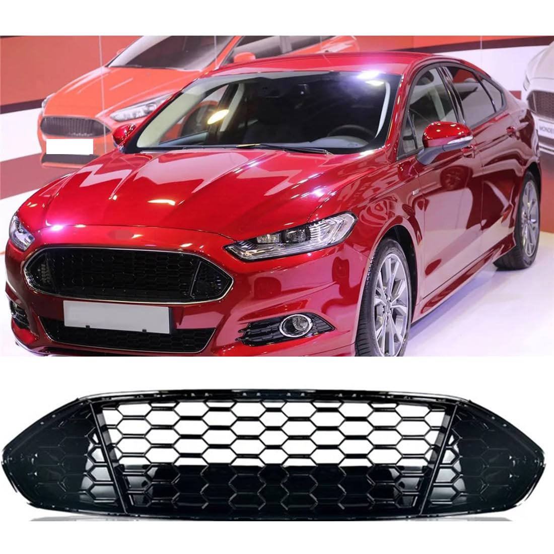 フロントグリルカ フォード モンデオ フュージョン MK2 MK3 2013-2016 用、フロントバンパーグリルフロントグリルメッシュ 1 個｜lifeoneショップ