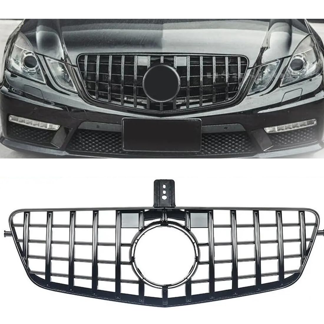 フロントグリルカ ベンツ E クラス W212 E250 E300 E350 2009-2013 用、1 個グロスブラック GTR スタイルフロントグリル｜lifeoneショップ 30,922円