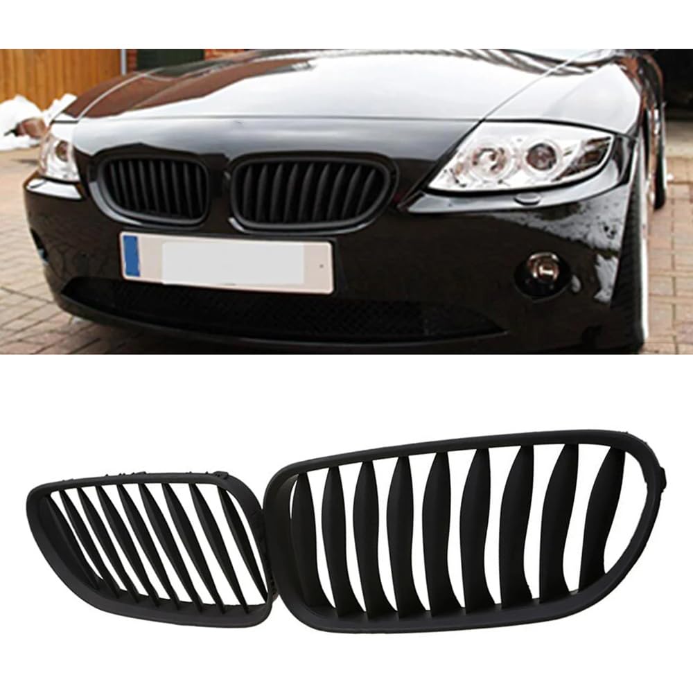 フロントグリルカ for BMW Z4 E85 E86 2003-2008 用、1 ペアマットブラックフロントセンターキドニーグリルグリル