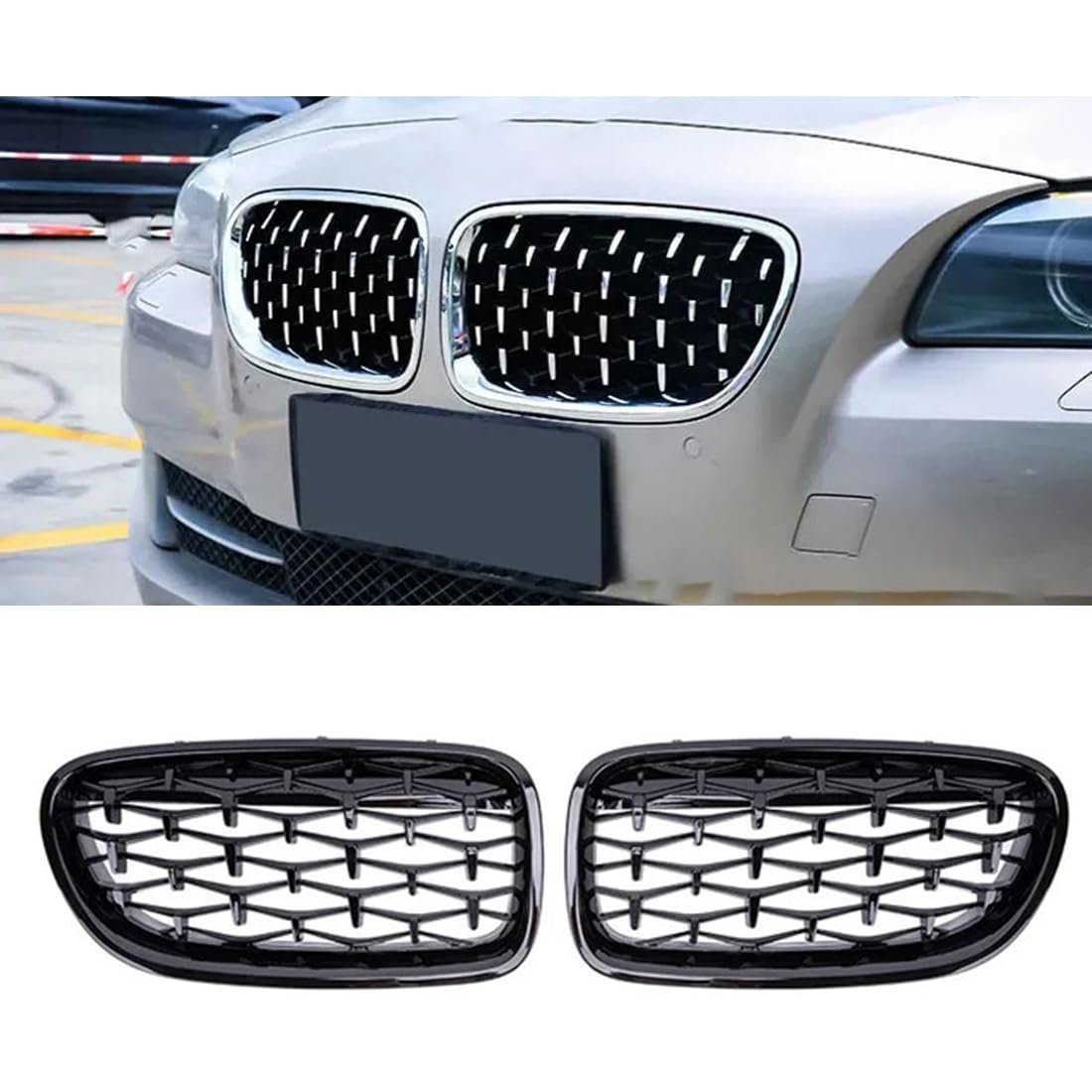 フロントグリルカ for BMW 5 シリーズ F10 F11 F18 520/523/525 530i M5 2010-2017 用、1 ペア車のフロント腎臓バンパーグリル｜lifeoneショップ