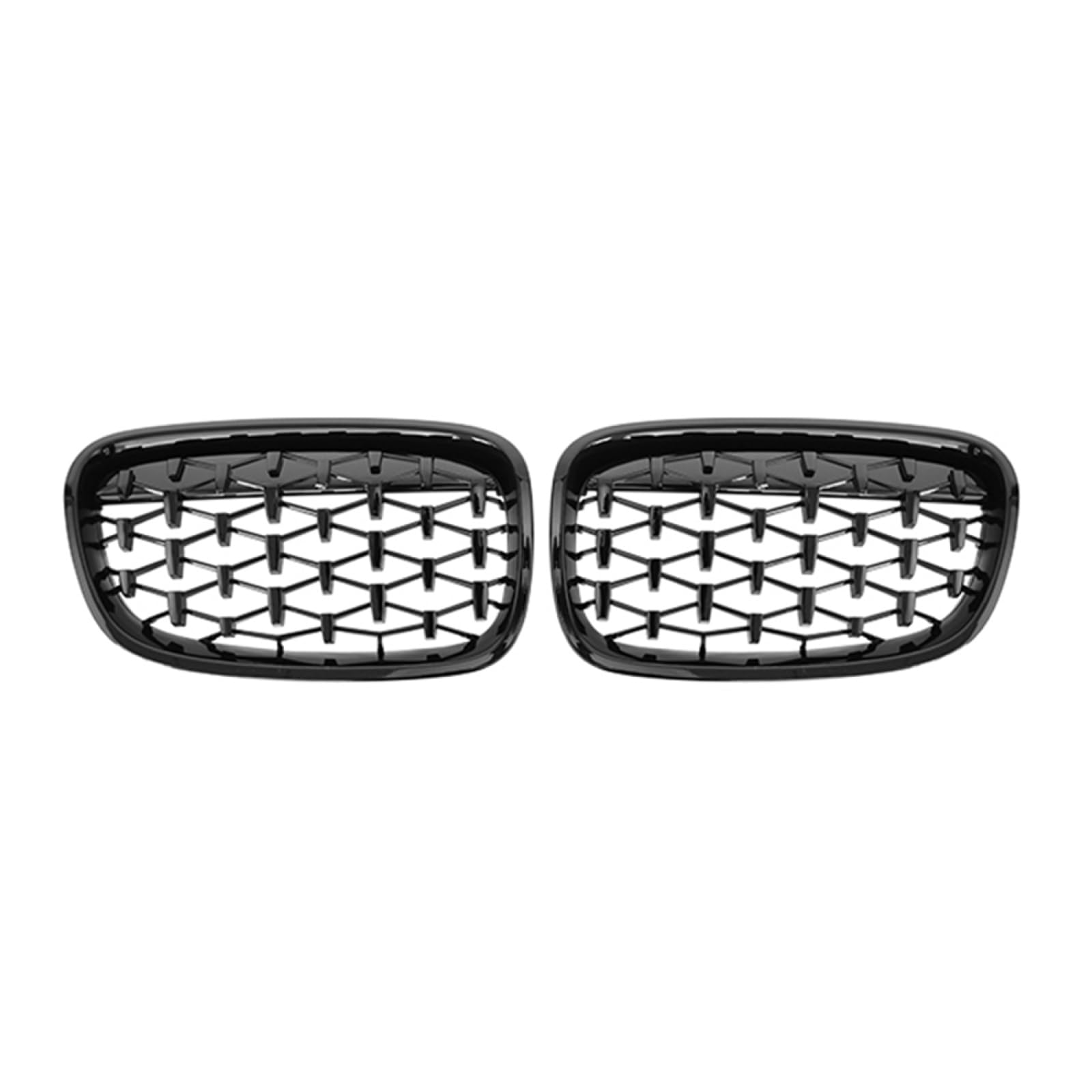 フロントグリルカ For BMW 1 シリーズ F20 F21 2011-2014 用、1 ペアダイヤモンドグリル車フロントキドニーグリルレーシンググリル、グロスブラック