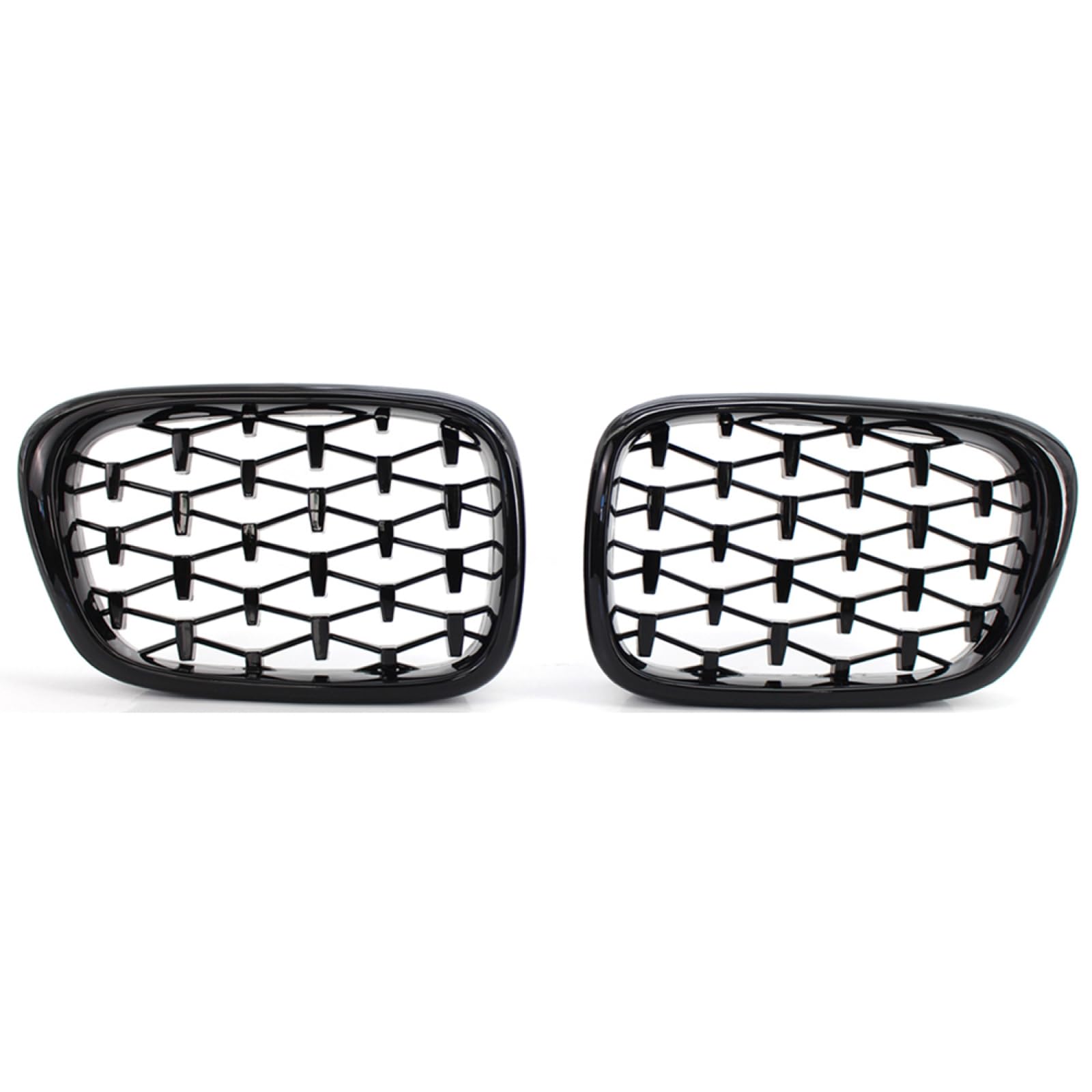 フロントグリルカ For BMW 5 シリーズ E39 1999-2003 用、1 ペア車フロント腎臓バンパーグリル流星レーシンググリル、グロスブラック|lifeoneショップ