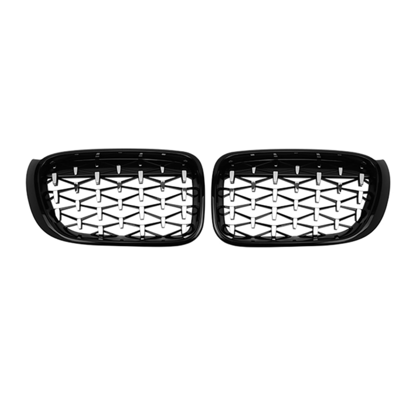 フロントグリルカ For BMW X3 X4 F25 F26 2014-2017用、1ペアダイヤモンド車フロントバンパーグリルレーシンググリルキドニーグリルグリル、ブラックシルバー|lifeoneショップ