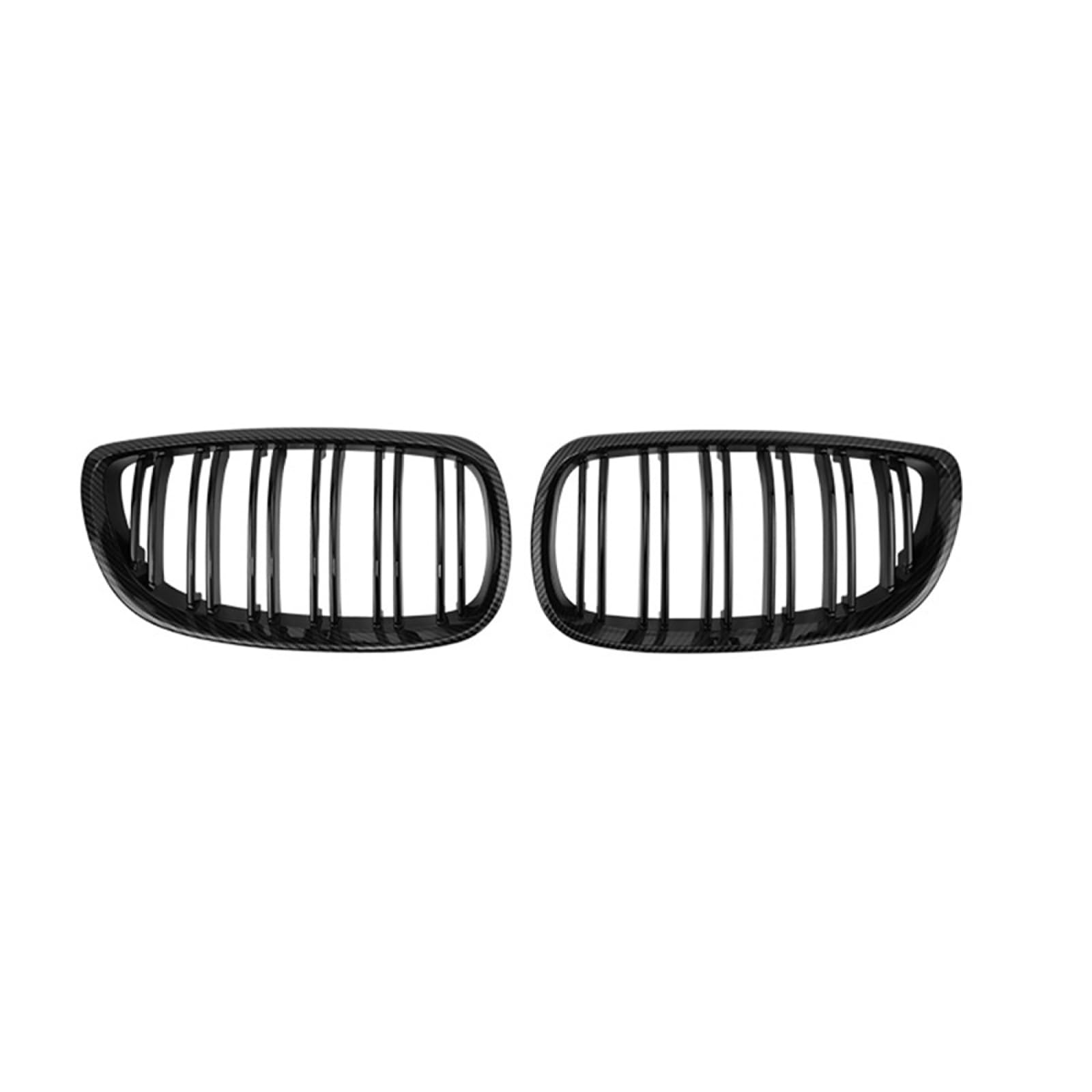フロントグリルカ For BMW 3 シリーズ E92 E93 M3 2006-2009 用、1 ペア ABS デュアルライン車フロントバンパーグリルレーシンググリル、カーボンファイバースタイル