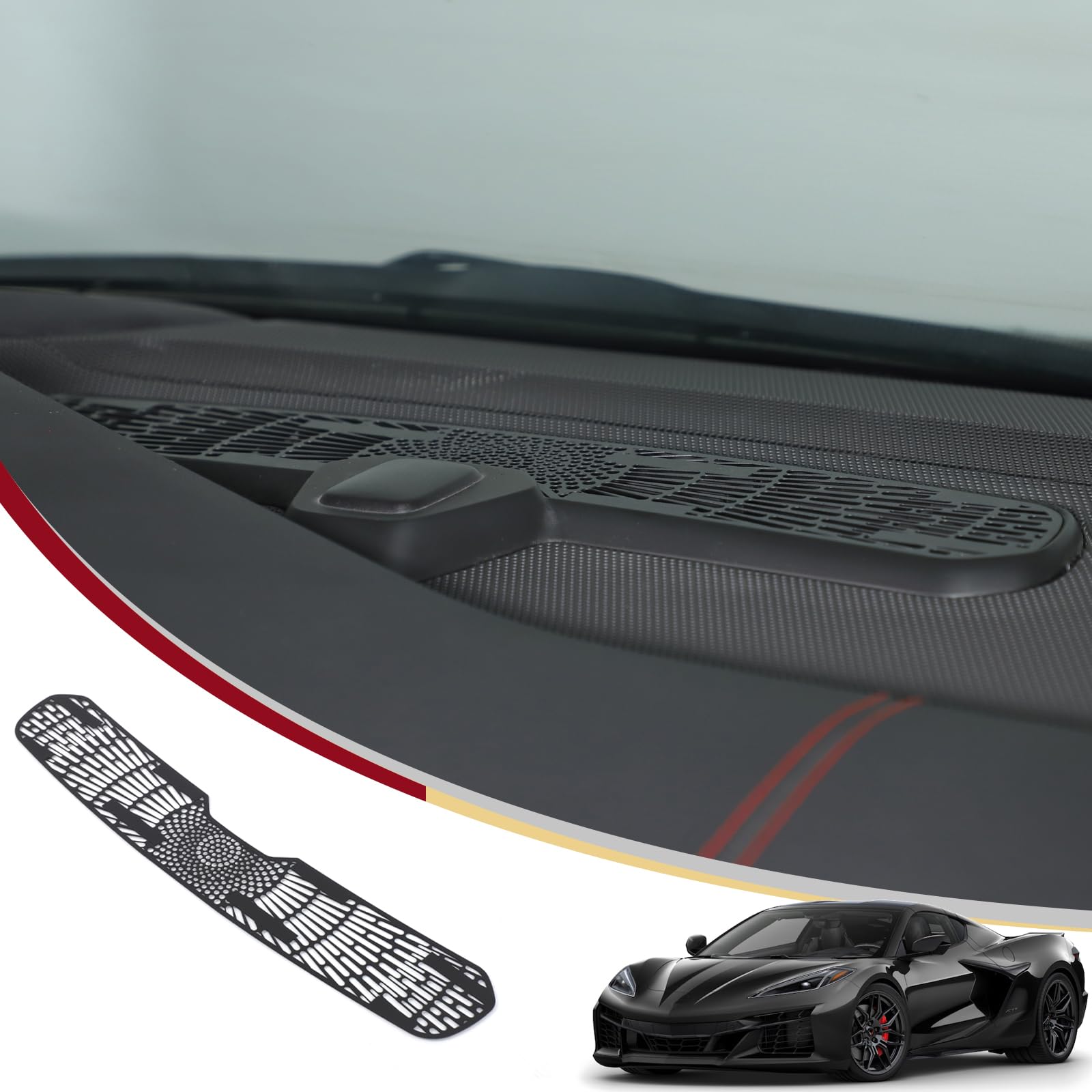 コルベット C8 専用 エアコンベントカバー エアコン送風口カバー ステンレス素材 貼付タイプ 取付簡単 ドレスアップ 内装パーツ 保護カバー アクセサリー カスタム カー用品