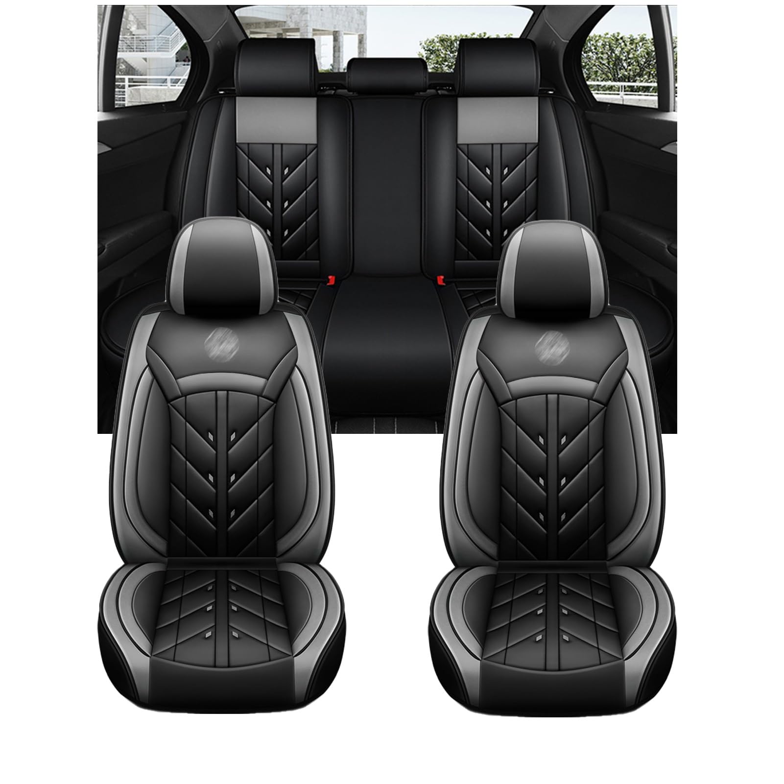 車 シートカバーに適用トヨタ ポルテ NSP141 NCP145 2012年7月～現行 車 クッション 車 座布団 5席セット運転席 助手席 後部座席 PUレザー材質 通気性 防水防汚 通気性 耐摩耗 全包囲 カーシートカバー 分割デザイン 収納便利 内装パーツ 簡単取り付け 四季汎用(灰 通常版)