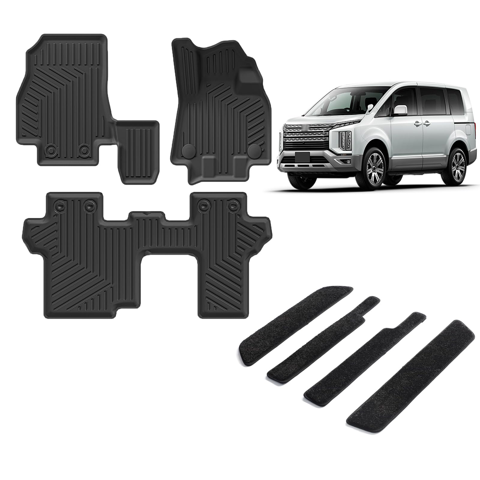 三菱 デリカD:5 デリカD5 専用 フロアマット+サイドステップマット DELICA D:5 R1.11-現行 立体カーマット ステップ 保護カバー 汚れ防止 キズ防止 擦れ防止 内装パーツ 防水 耐汚れ 内装 カスタムパーツ 保護パーツ カー用品 6Pセット (デリカD5 2019年11月～現行)
