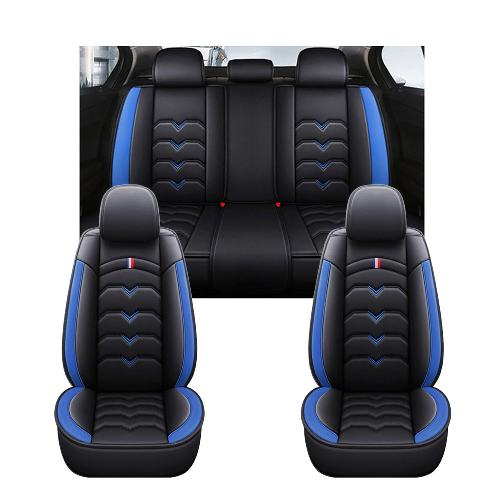 適用スペーシアカスタム MK54S MK94S専用 車 シートカバー 通気性 車シード保護 軽自動車 シートカバー 5席 運転席 助手席 後部座席 防塵 汚れ防止 通気性 滑り止め 全天候型 カー用品 取付簡単(青 通常版)