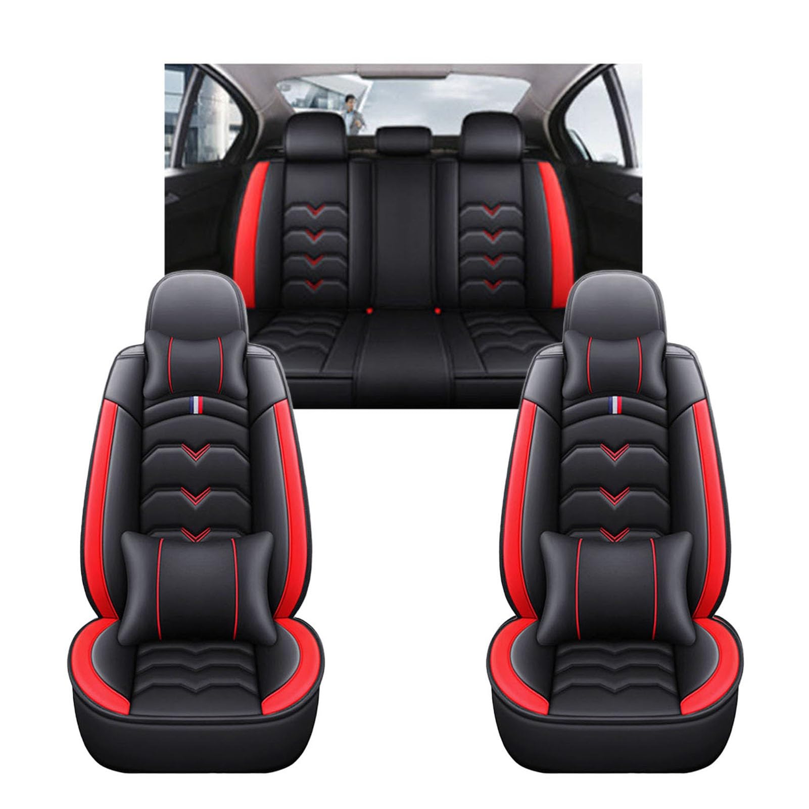 適用ベンツGLE W167 W166/GLE クーペ C282 C176専用 車 シートカバー 通気性 車シード保護 軽自動車 シートカバー 5席 運転席 助手席 後部座席 防塵 汚れ防止 通気性 滑り止め 全天候型 カー用品 取付簡単(赤 通常版枕付き)｜lifeoneショップ
