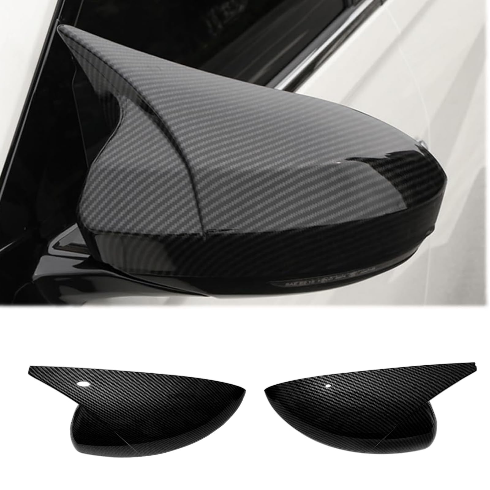 CARIG ドアミラーカバー 日産 サニー/ティアナ 2020-2025 サイドミラーカバー 角型 カーアクセサリー 傷防止 取り付け簡単 左右セット バックミラーカバー ABS カーボン調